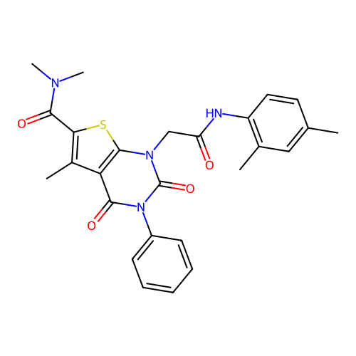 1-(2-((2,4-Dimethylphenyl)amino)-2-oxoethyl)-N,N,5-trimethyl-2,4-dioxo-3-phenyl-1,2,3,4-tetrahydrothieno[2,3-d]pyrimidine-6-carboxamide structure