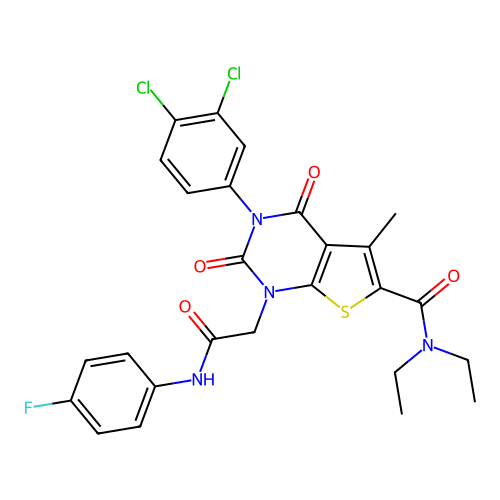 3-(3,4-Dichlorophenyl)-6-[(diethylamino)carbonyl]-N-(4-fluorophenyl)-3,4-dihydro-5-methyl-2,4-dioxothieno[2,3-d]pyrimidine-1(2H)-acetamide structure