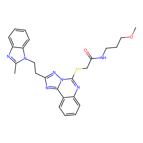 N-(3-methoxypropyl)-2-({2-[2-(2-methyl-1H-1,3-benzodiazol-1-yl)ethyl]-[1,2,4]triazolo[1,5-c]quinazolin-5-yl}sulfanyl)acetamide structure