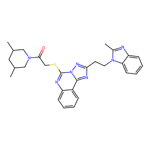 1-(3,5-dimethylpiperidin-1-yl)-2-({2-[2-(2-methyl-1H-1,3-benzodiazol-1-yl)ethyl]-[1,2,4]triazolo[1,5-c]quinazolin-5-yl}sulfanyl)ethan-1-one structure