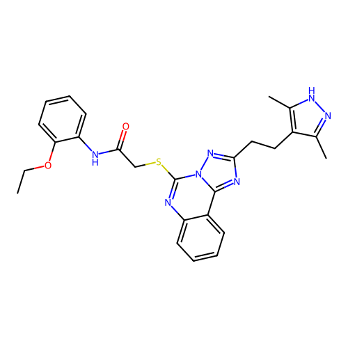 2-({2-[2-(3,5-dimethyl-1H-pyrazol-4-yl)ethyl]-[1,2,4]triazolo[1,5-c]quinazolin-5-yl}sulfanyl)-N-(2-ethoxyphenyl)acetamide structure