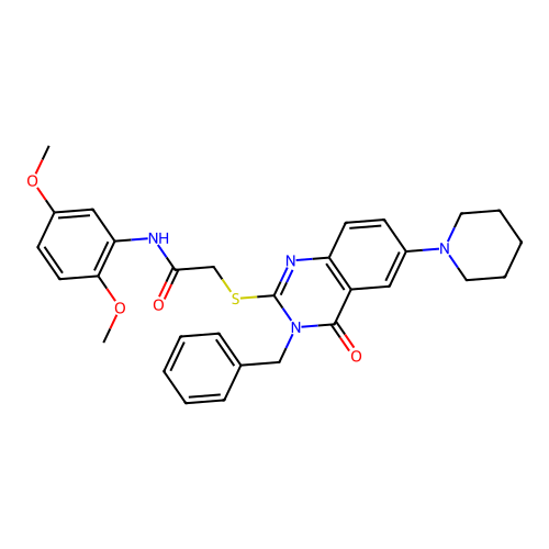 2-{[3-benzyl-4-oxo-6-(piperidin-1-yl)-3,4-dihydroquinazolin-2-yl]sulfanyl}-N-(2,5-dimethoxyphenyl)acetamide structure