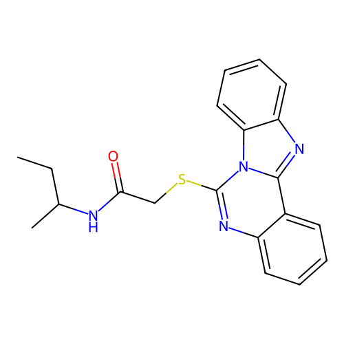 2-(benzimidazolo[1,2-c]quinazolin-6-ylsulfanyl)-N-butan-2-ylacetamide structure