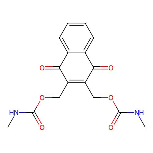 (1,4-Dioxo-1,4-dihydronaphthalene-2,3-diyl)bis(methylene) bis(methylcarbamate) structure