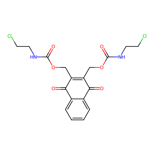 [3-(2-chloroethylcarbamoyloxymethyl)-1,4-dioxonaphthalen-2-yl]methyl N-(2-chloroethyl)carbamate structure