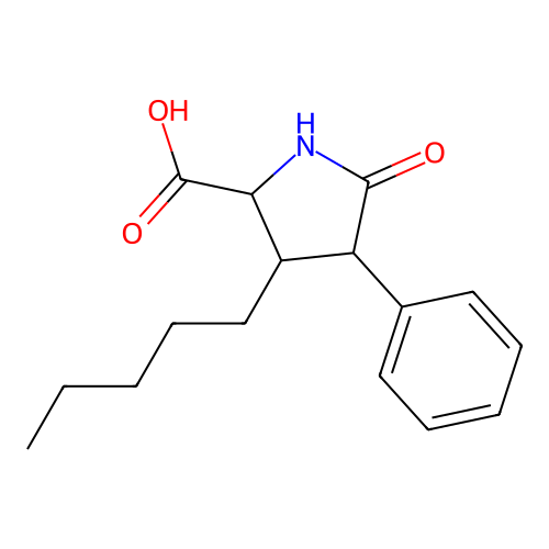 2-Pyrrolidinecarboxylic acid, 5-oxo-3-pentyl-4-phenyl- structure