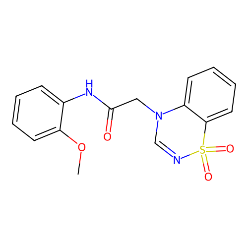 2-(1,1-dioxido-4H-1,2,4-benzothiadiazin-4-yl)-N-(2-methoxyphenyl)acetamide structure