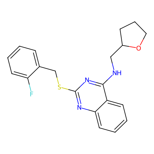 2-[(2-fluorophenyl)methylsulfanyl]-N-(oxolan-2-ylmethyl)quinazolin-4-amine structure