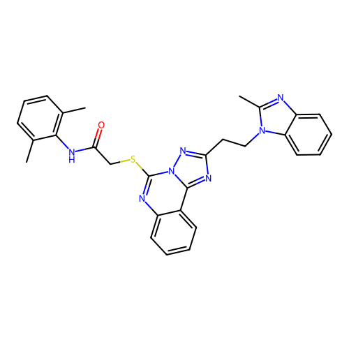 N-(2,6-dimethylphenyl)-2-({2-[2-(2-methyl-1H-1,3-benzodiazol-1-yl)ethyl]-[1,2,4]triazolo[1,5-c]quinazolin-5-yl}sulfanyl)acetamide structure