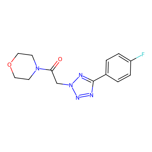2-(5-(4-fluorophenyl)-2H-tetrazol-2-yl)-1-morpholinoethanone structure
