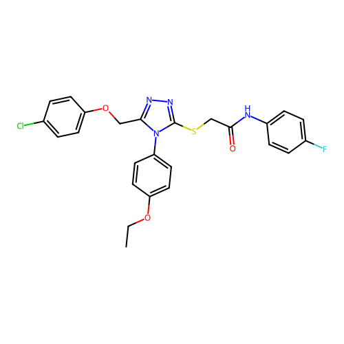 2-((5-((4-chlorophenoxy)methyl)-4-(4-ethoxyphenyl)-4H-1,2,4-triazol-3-yl)thio)-N-(4-fluorophenyl)acetamide structure