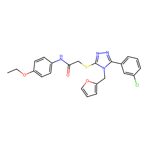 2-{[5-(3-chlorophenyl)-4-(furan-2-ylmethyl)-4H-1,2,4-triazol-3-yl]sulfanyl}-N-(4-ethoxyphenyl)acetamide structure
