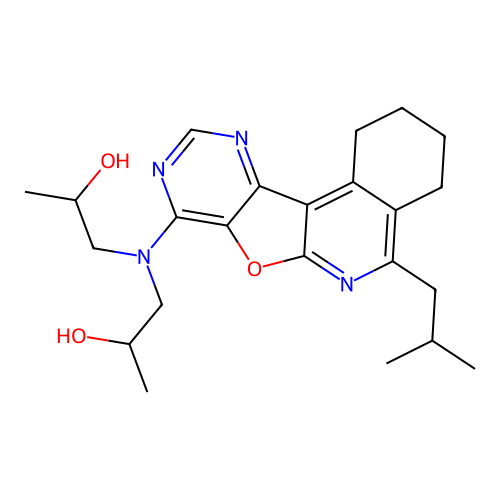 1,1'-((5-isobutyl-1,2,3,4-tetrahydropyrimido[4',5':4,5]furo[2,3-c]isoquinolin-8-yl)azanediyl)bis(propan-2-ol) structure
