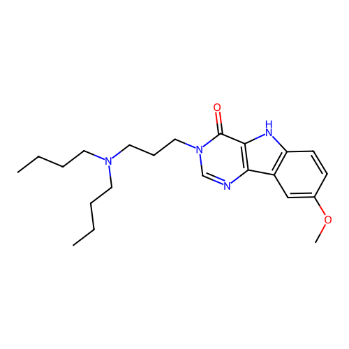 3-[3-(dibutylamino)propyl]-8-methoxy-3,5-dihydro-4H-pyrimido[5,4-b]indol-4-one structure
