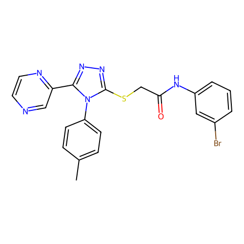 N-(3-bromophenyl)-2-[[4-(4-methylphenyl)-5-pyrazin-2-yl-1,2,4-triazol-3-yl]sulfanyl]acetamide structure