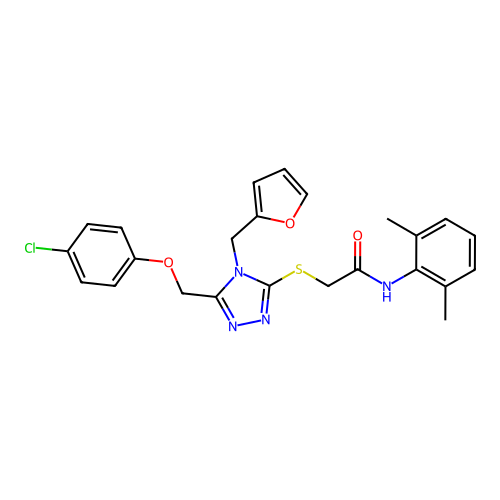 2-((5-((4-chlorophenoxy)methyl)-4-(furan-2-ylmethyl)-4H-1,2,4-triazol-3-yl)thio)-N-(2,6-dimethylphenyl)acetamide structure