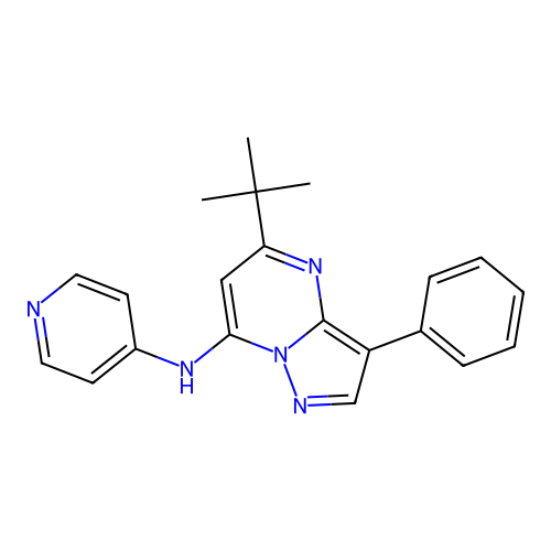 N-{5-tert-butyl-3-phenylpyrazolo[1,5-a]pyrimidin-7-yl}pyridin-4-amine structure