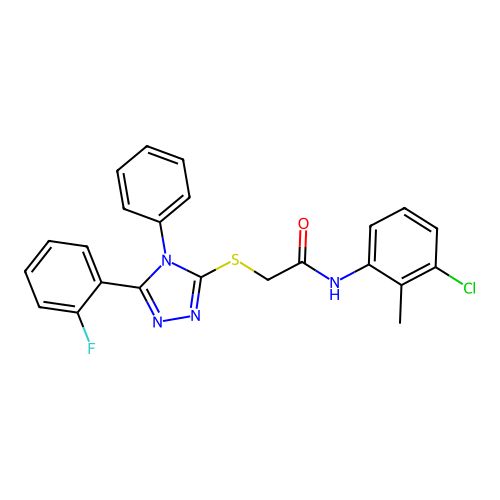 N-(3-chloro-2-methylphenyl)-2-{[5-(2-fluorophenyl)-4-phenyl-4H-1,2,4-triazol-3-yl]sulfanyl}acetamide structure