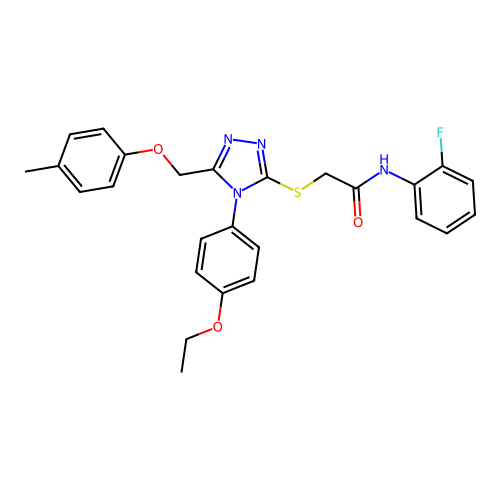 2-((4-(4-ethoxyphenyl)-5-((p-tolyloxy)methyl)-4H-1,2,4-triazol-3-yl)thio)-N-(2-fluorophenyl)acetamide structure
