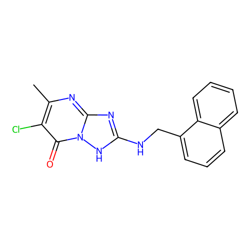 6-chloro-5-methyl-2-((naphthalen-1-ylmethyl)amino)-[1,2,4]triazolo[1,5-a]pyrimidin-7(4H)-one structure