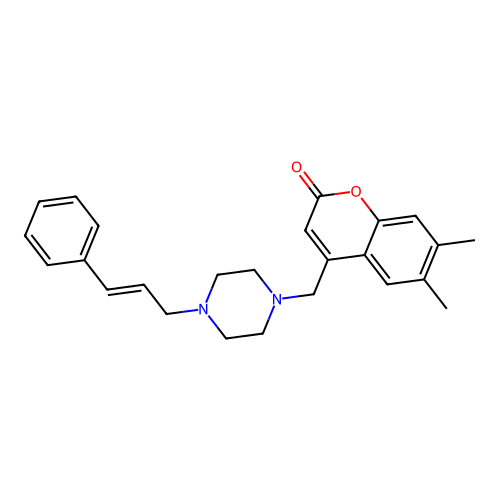 (E)-4-((4-cinnamylpiperazin-1-yl)methyl)-6,7-dimethyl-2H-chromen-2-one structure