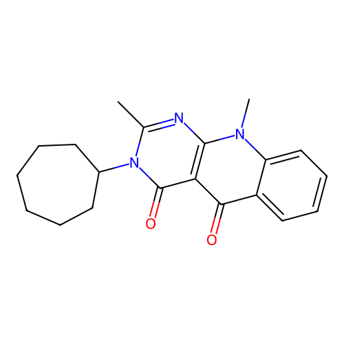 3-cycloheptyl-2,10-dimethylpyrimido[4,5-b]quinoline-4,5(3H,10H)-dione structure
