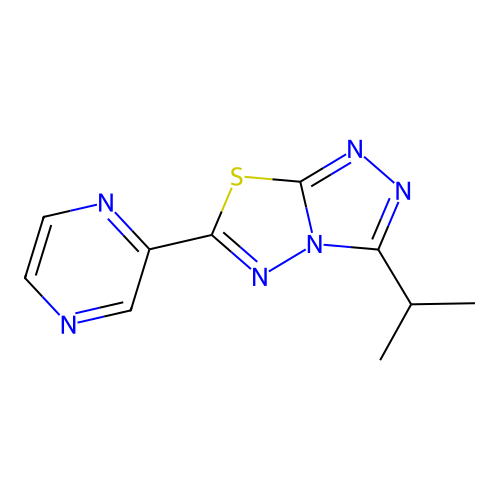 3-Isopropyl-6-(2-pyrazinyl)[1,2,4]triazolo[3,4-b][1,3,4]thiadiazole structure