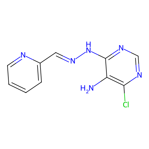 4-chloro-6-[(2E)-2-(pyridin-2-ylmethylidene)hydrazinyl]pyrimidin-5-amine structure