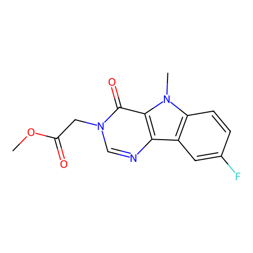methyl (8-fluoro-5-methyl-4-oxo-4,5-dihydro-3H-pyrimido[5,4-b]indol-3-yl)acetate structure