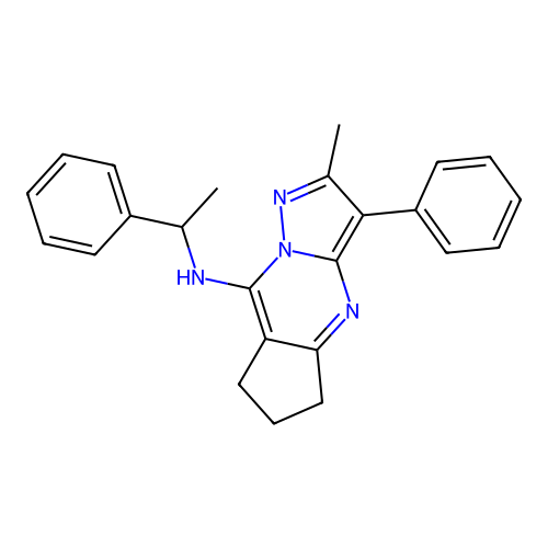 2-methyl-3-phenyl-N-(1-phenylethyl)-6,7-dihydro-5H-cyclopenta[d]pyrazolo[1,5-a]pyrimidin-8-amine structure