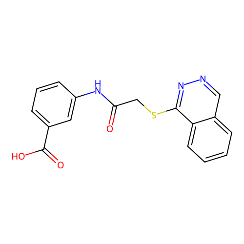 3-{[(Phthalazin-1-ylsulfanyl)acetyl]amino}benzoic acid structure