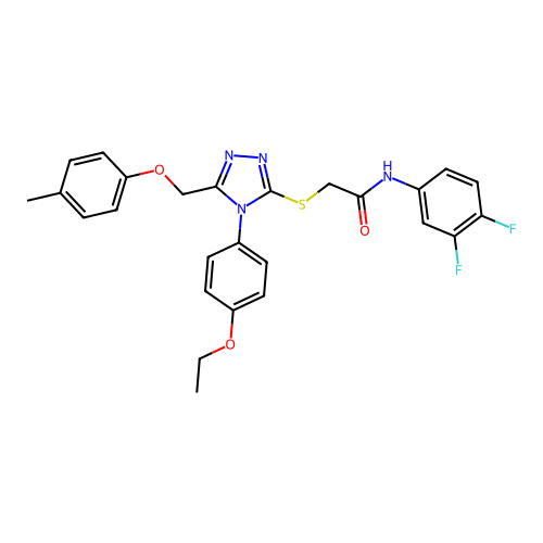 N-(3,4-difluorophenyl)-2-((4-(4-ethoxyphenyl)-5-((p-tolyloxy)methyl)-4H-1,2,4-triazol-3-yl)thio)acetamide structure
