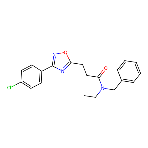 N-benzyl-3-[3-(4-chlorophenyl)-1,2,4-oxadiazol-5-yl]-N-ethylpropanamide structure