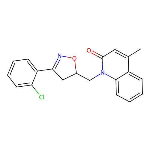 1-((3-(2-Chlorophenyl)-4,5-dihydroisoxazol-5-yl)methyl)-4-methylquinolin-2(1H)-one structure