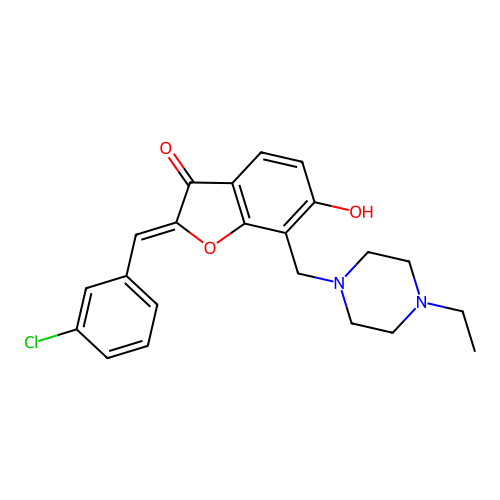 (Z)-2-(3-chlorobenzylidene)-7-((4-ethylpiperazin-1-yl)methyl)-6-hydroxybenzofuran-3(2H)-one structure