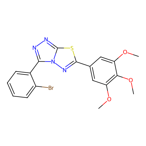 3-(2-bromophenyl)-6-(3,4,5-trimethoxyphenyl)-[1,2,4]triazolo[3,4-b][1,3,4]thiadiazole structure