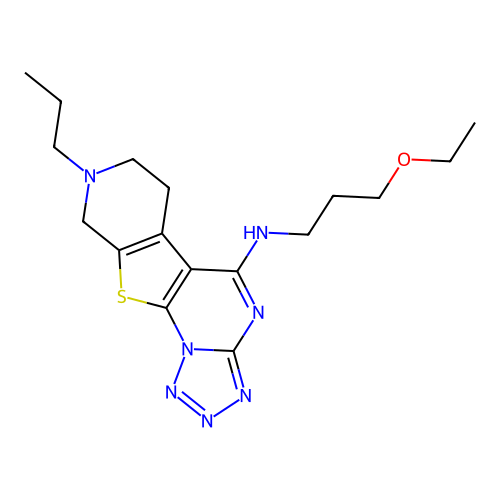 N-(3-ethoxypropyl)-8-propyl-6,7,8,9-tetrahydropyrido[4',3':4,5]thieno[3,2-e]tetrazolo[1,5-a]pyrimidin-5-amine structure
