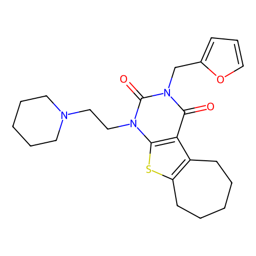 3-Furan-2-ylmethyl-1-(2-piperidin-1-yl-ethyl)-1,5,6,7,8,9-hexahydro-10-thia-1,3-diaza-benzo[a]azulene- 2,4-dione structure