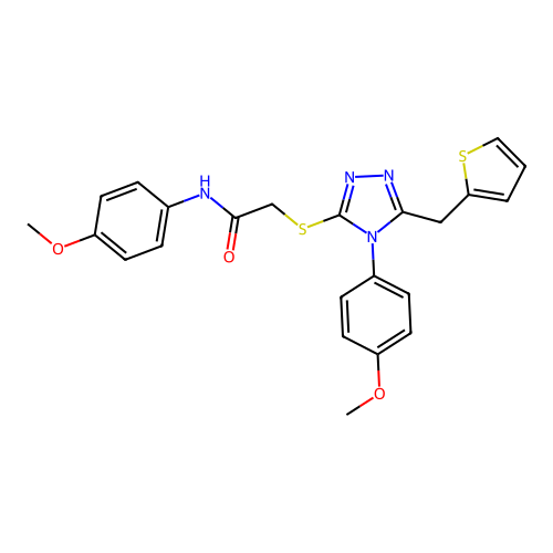 N-(4-methoxyphenyl)-2-{[4-(4-methoxyphenyl)-5-(thiophen-2-ylmethyl)-4H-1,2,4-triazol-3-yl]sulfanyl}acetamide structure