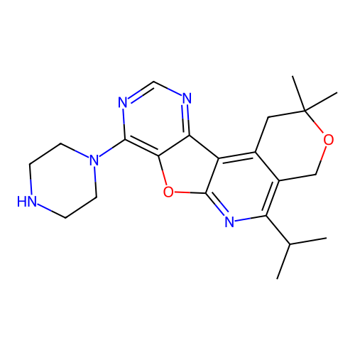 2,2-dimethyl-8-(piperazin-1-yl)-5-(propan-2-yl)-1,4-dihydro-2H-pyrano[4'',3'':4',5']pyrido[3',2':4,5]furo[3,2-d]pyrimidine structure