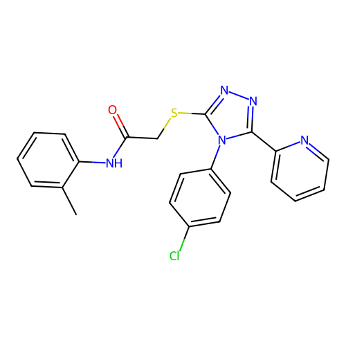 2-[[4-(4-chlorophenyl)-5-pyridin-2-yl-1,2,4-triazol-3-yl]sulfanyl]-N-(2-methylphenyl)acetamide structure