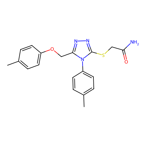 2-((4-(p-tolyl)-5-((p-tolyloxy)methyl)-4H-1,2,4-triazol-3-yl)thio)acetamide structure