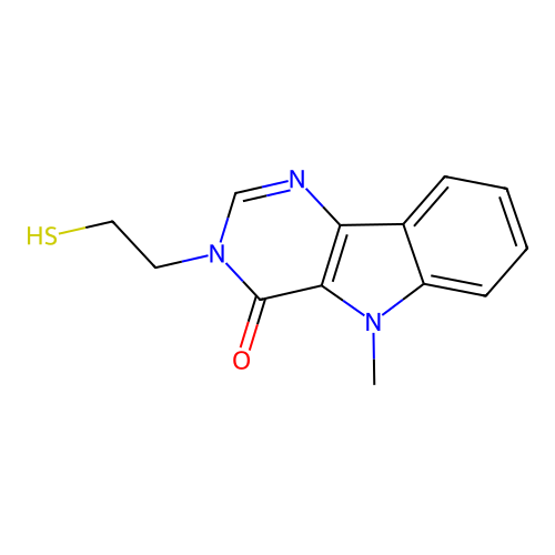 5-methyl-3-(2-sulfanylethyl)-3,5-dihydro-4H-pyrimido[5,4-b]indol-4-one structure