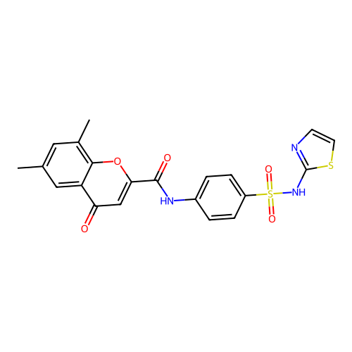6,8-dimethyl-4-oxo-N-[4-(1,3-thiazol-2-ylsulfamoyl)phenyl]chromene-2-carboxamide structure