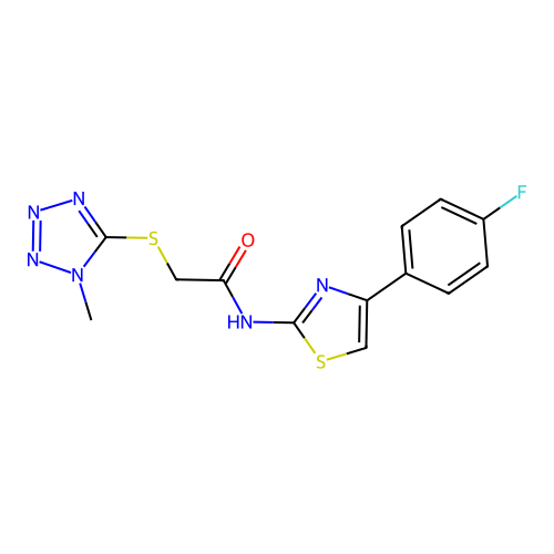 N-(4-(4-fluorophenyl)thiazol-2-yl)-2-((1-methyl-1H-tetrazol-5-yl)thio)acetamide structure