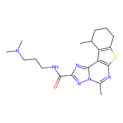 N-(3-(dimethylamino)propyl)-5,11-dimethyl-8,9,10,11-tetrahydrobenzo[4,5]thieno[3,2-e][1,2,4]triazolo[1,5-c]pyrimidine-2-carboxamide structure