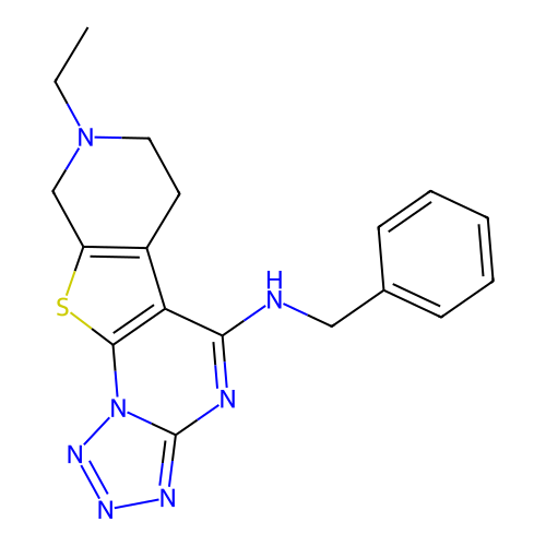 N-benzyl-8-ethyl-6,7,8,9-tetrahydropyrido[4',3':4,5]thieno[3,2-e]tetrazolo[1,5-a]pyrimidin-5-amine structure