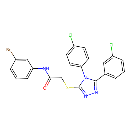 N-(3-bromophenyl)-2-[[5-(3-chlorophenyl)-4-(4-chlorophenyl)-1,2,4-triazol-3-yl]sulfanyl]acetamide structure