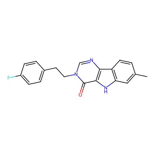 3-[2-(4-fluorophenyl)ethyl]-7-methyl-3,5-dihydro-4H-pyrimido[5,4-b]indol-4-one structure