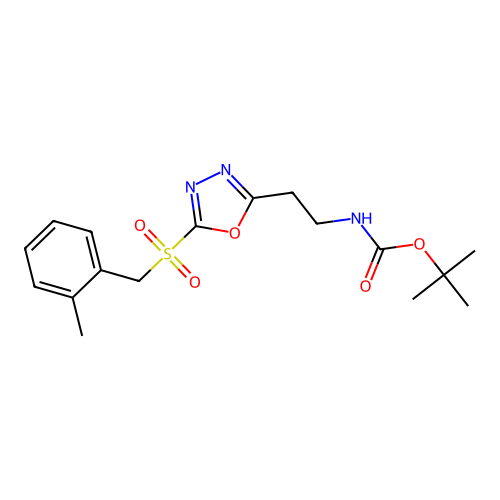 Tert-butyl (2-(5-((2-methylbenzyl)sulfonyl)-1,3,4-oxadiazol-2-yl)ethyl)carbamate structure